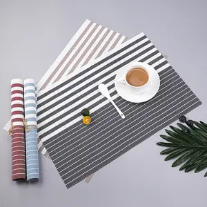 STARUNK Rectangle Heat-resistant Place Mats Non-slip Washable PVC Table Mats Woven Vinyl Placemat For Dinner