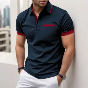 Yijin Summer New Men's Casual Short Sleeved Polo Shirt Fashion Flip Collar Polyester T-shirt Men's Breathable Polo Shirt