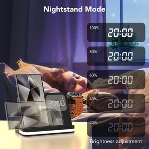 Chargeur sans fil 4-en-1 automatique avec horloge pour téléphone pliable, montre et écouteurs - Product Image 5