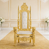 Chaise Trône Dorée à Dossier Haut pour Roi et Reine, Design Européen Moderne, Chaise en Plastique pour Hall d'Hôtel, Club et Événements de Mariage