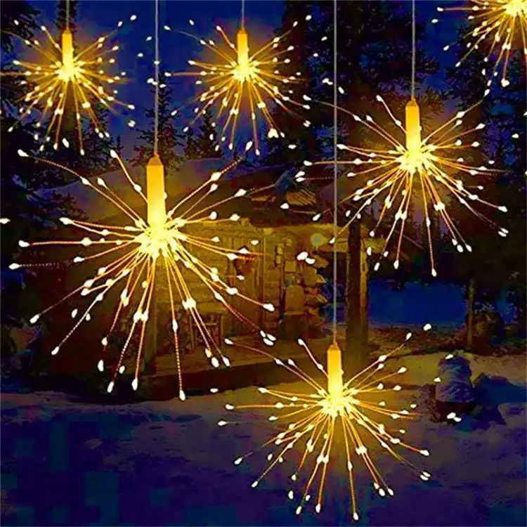 مصباح الألعاب النارية أدى سلسلة فانوس الأسلاك النحاسية الجنية أضواء خارجية مقاومة للماء حديقة الحديقة ساحة الديكور شنقا مصباح