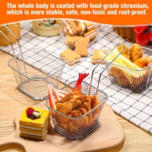 Cestas Cuadradas Pequeñas para Papas Fritas 2025, Cesta de Acero Inoxidable para Servir en la Mesa, Cesta Reutilizable para Freír Papas Fritas, Cesta para Freidora - Product Image 3