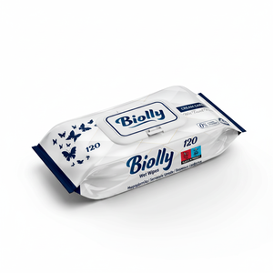 Biolly 120 lingettes humides en coton pour soins de la peau - Qualité supérieure - Hydratation intensive - Très absorbantes - Product Image 2
