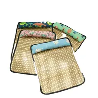 Tapis rafraîchissant en rotin pour animaux de compagnie avec coussin, respirant et lavable, pour chiens et chats