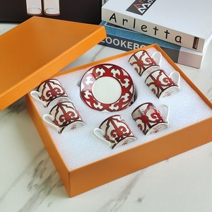 Ensemble de 12 tasses à expresso de style moyen-oriental, tasses à café en céramique minimalistes avec soucoupes pour la maison et le bureau - Product Image 4