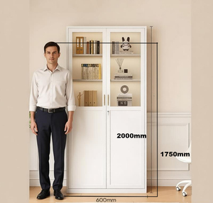 Moderno Archivador de Acero Blanco para Sala de Estar con Puertas de Vidrio, Alta Capacidad, 2 Puertas, Estantería, para Escuela y Hogar - Product Image 3