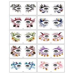 Adesivi per gli angoli degli occhi con tatuaggi temporanei colorati, trucco impermeabile a tema Halloween, tatuaggi divertenti adatti per il viso - Product Image 2