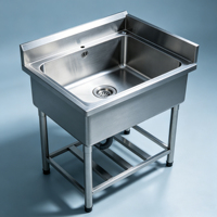 Évier commercial double bac en acier inoxydable autoportant avec pieds réglables et étagère inférieure pour cuisine d'hôtel OEM ODM