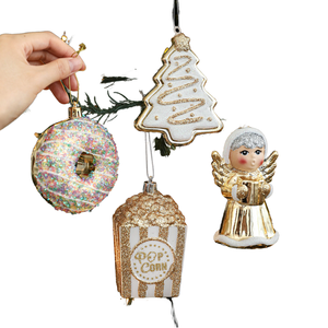 WEIXI Gold Glitter High Quality Eco-friendly Handmade Modern Christmas Tree Ornaments Set Candy Shaped Decor Angel Hanging Xmas - Product Image 1