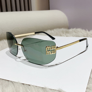 2024 nuovo arrivo occhiali da sole rettangolari congiunti alla moda in metallo dorato alla moda all'ingrosso <span class=keywords><strong>Y2K</strong></span> occhiali da sole senza montatura - Product Image 4