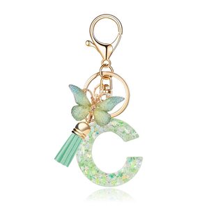 <span class=keywords><strong>Lettre</strong></span> initiale femme voiture <span class=keywords><strong>porte</strong></span>-clés résine métal gland papillon pendentif sac breloque A-Z 26 initiale <span class=keywords><strong>porte</strong></span>-clés pour sacs à main cadeaux - Product Image 6