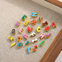 Stainless Steel Gold PVD Plated Colorful Enamel Bubble Letter Alphabet Initial Charm DIY Name Letter Accessories Jewelry Fitting