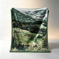 Couverture en flanelle personnalisable avec motif de paysage de montagne pour pique-nique et jeté de canapé