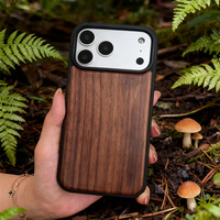 Coque de téléphone portable magnétique en bois véritable naturel haut de gamme, vierge, pour iPhone 17 – Vente en gros