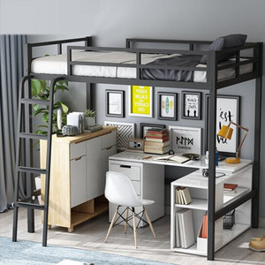 Modern Minimalist Wrought Iron Frame <strong>Bed</strong> Queen <strong>Bunk</strong> <strong>Bed</strong> for Adults with Storage Twin <strong>Bed</strong> Loft - Product Image 3