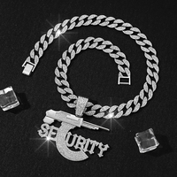 Collier pistolet Hip Hop avec initiales pendentif garçon américain chaîne cubaine diamant perle alliage de zinc pour anniversaires chrétiens