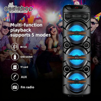 Altavoz Acoustic King Advanced Tech BT 5.0 Triple de 8 Pulgadas con Luz Ambiental RGB y Conexión TWS para Fiestas al Aire Libre en el Patio Trasero