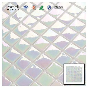 Mosaico decorativo moderno di vetro di Foshan per la finitura iridescente blu della piscina per l'hotel o la stanza per il progetto della Villa dell'appartamento - Product Image 5