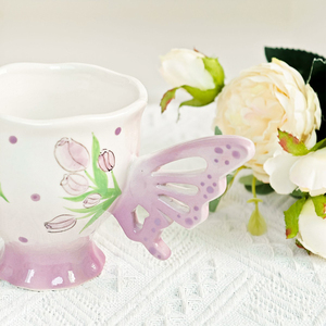 Tinh tế nhà văn phòng uống nước Cốc Sáng Tạo vẽ tay hoa bướm gốm cốc cà phê - Product Image 4