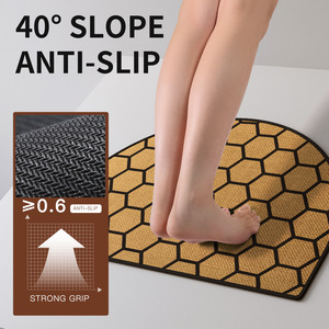 Paillasson d'entrée semi-circulaire à motif géométrique en fibre de polyester antidérapant pour intérieur - Product Image 4