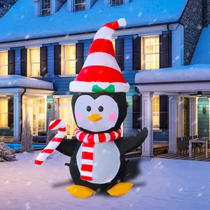 4ft Waterdichte Hoed Pinguïn Opblaasbare Kerstballon Voor Buitenfeest-En Tuindecoraties