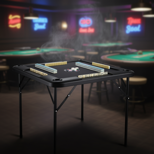 Table de Mahjong Automatique 4 Joueurs, Design Pliant Moderne avec Porte-Gobelets et Plateaux à Jetons, Table de Jeu de Casino Noire - Product Image 2