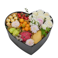 Grosir Logo Kustom Bulat Persegi Berbentuk Hati Mewah Hadiah Hari Valentine Kemasan Kotak Bunga Buah dengan Jendela Terbuka