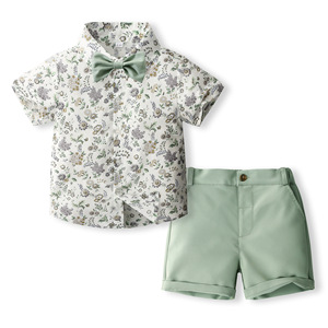 Chemise à manches courtes à imprimé floral <span class=keywords><strong>de</strong></span> style classique pour garçons en bas âge, adaptée à un usage quotidien et à des occasions formelles - Product Image 5