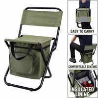 Chaise pliante portable 3-en-1 avec glacière intégrée 10L et doublure isolante premium pour camping, pêche, plage, jardin - Durable et légère