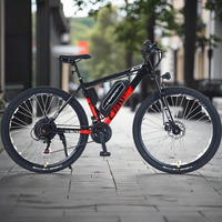 Vélo de montagne électrique à batterie au lithium 36V 350W sans balais, 29 pouces, 21 vitesses, frein à disque, cadre en acier, suspension arrière, nouveau design