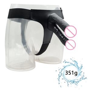 ダブルディルド ダブルヘッド ダブルホール シミュレーション ストラップオン 弾性ハーネス レズビアンカップル向け 大人のおもちゃ - Product Image 2