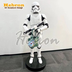 Statue grandeur nature Stormtrooper blanc en fibre de verre, figurine de soldats blancs pour décoration de cinéma et de bar - Offre spéciale - Product Image 3