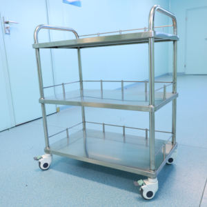 Chariot médical moderne en acier inoxydable, rangement mobile, roulettes à quatre roues, verrouillage pour utilisation hospitalière, chariot médical mobile - Product Image 4