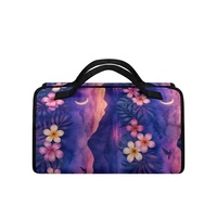 Tas Kosmetik Gulung Label Pribadi dengan Cetakan Bunga Plumeria Hawaii, Organizer Penyimpanan Makeup Gantung dari Poliester