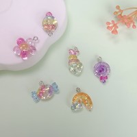 100 pièces Breloques en résine Kawaii Mignonnes Pailletées Arc-en-ciel Effet Bonbon, Très Demandées, pour Porte-clés, Boucles d'oreilles, Scrapbooking et Fabrication de Colliers DIY