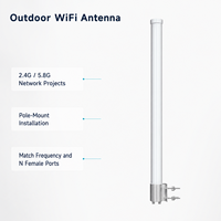 Antenne WiFi omnidirectionnelle extérieure en fibre de verre 2,4/5,8 GHz avec protection IP67, gain 4x15dBi, 2 connecteurs femelles