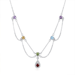 Collier ras du cou en pierre naturelle arc-en-ciel ronde de 4 mm, haut de gamme, pour femmes, en argent sterling 925, bijoux minimalistes pour femmes - Product Image 1