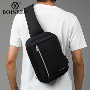 Boiseen Sac de poitrine pour homme, sac bandoulière de grande capacité avec port de chargement USB pour les voyages d'affaires - Product Image 3