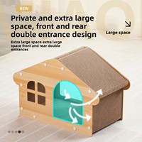 Maison pour chat en carton durable et griffoir intégré avec nid, résistant aux griffures, sans perte de fibres, utilisable toute l'année
