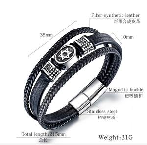 Bracelet en cuir en acier inoxydable pour <span class=keywords><strong>homme</strong></span> - Product Image 4