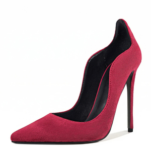 Escarpins Femme Couleur Unie Sexy à Bout Pointu Talons Aiguilles Fins Chaussures Habillées en Daim à Coupe Spéciale Grande Taille 47 - Product Image 2