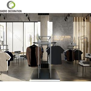 Meubles de magasin de vêtements pour hommes élégants, design moderne, vitrine de magasin de vêtements avec présentoirs en métal pour vêtements, étagère de présentation de chaussures - Product Image 2