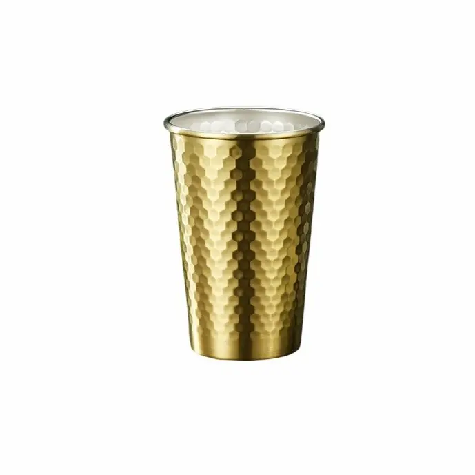 14OZ 17OZ 망치로 쳐진 단 하나 벽 금속 컵 스테인리스 맥주 컵 쌓을수 있는 야영 컵