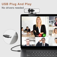Kamera Web HD 4K dengan mikrofon, kamera Web Laptop komputer PC dengan lampu isi dapat diputar
