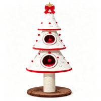 Arbre à chat moderne de luxe pour Noël, tour d'escalade intérieure pour chat, griffoir en peluche, maison pour chat avec jouet, matériau sisal, 4 niveaux, en carton