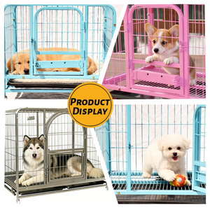<span class=keywords><strong>Cage</strong></span> en fer robuste pour chien, design moderne, transporteur pour animaux de compagnie en métal haute résistance avec roues, emballé en boîte pour grands chiens - Meilleure vente - Product Image 4