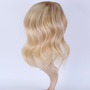 Peluca <span class=keywords><strong>de</strong></span> cabello humano remy para mujer, tupé trasero <span class=keywords><strong>de</strong></span> trama superior, con encaje frontal, color rubio, 100% europeo - Product Image 3