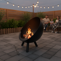 Brasero d'extérieur en fer robuste en forme de boule avec trépied, portable pour patio, jardin, fête, pour brûler du bois et du charbon de bois