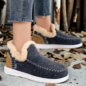 Zapatos de algodón cálidos de Invierno para mujer, suaves y cómodos, planos, con forro polar, gruesos, cálidos, de algodón para mujer - Product Image 4