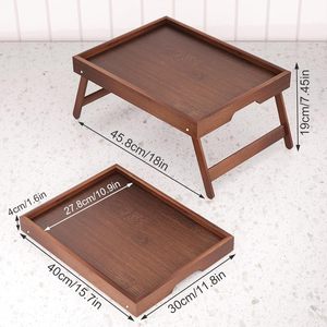 2 Piece <b>Folding</b> <b>Table</b> Set Natural Wood Color Foldable Bedroom Bed Tray Multifunctional Home Living Supplies - Product Image 2